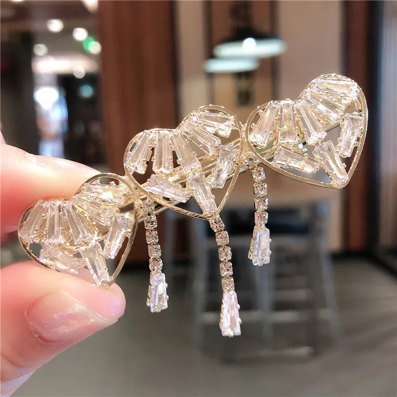 

Изысканная заколка для волос с цирконом в форме листьев, стразы, зажим для волос