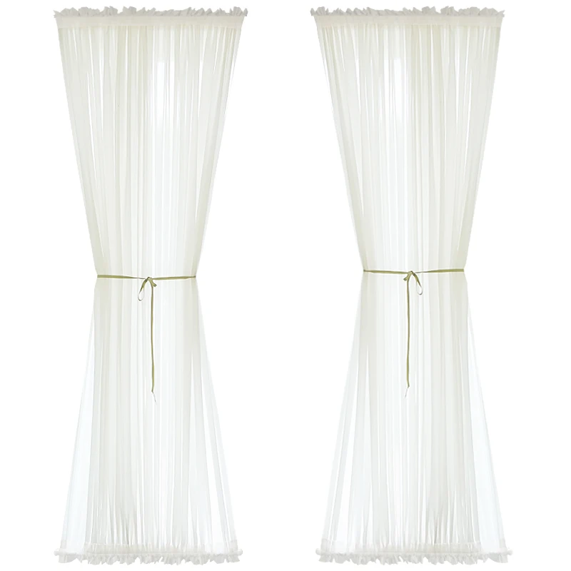 Белая кружевная кофейная сетка пряжа вверх и вниз фиксированная занавеска для