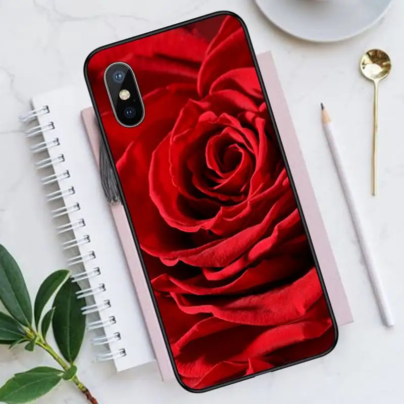 

Red rose flower Phone Case for iPhone 11 12 pro XS MAX 8 7 6 6S Plus X 5S SE 2020 XR Luxury brand shell funda coque