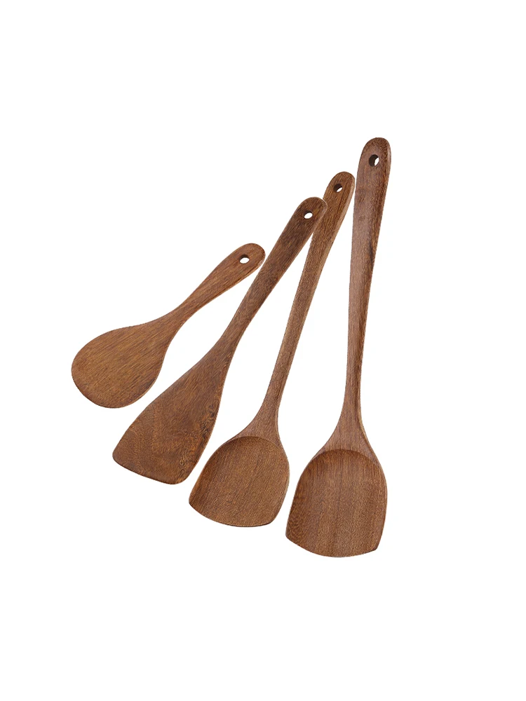 

Household Door Frame Spatula Wooden Spoon Kitchen Non-Stick Pan Special Long Handle Wood Spatula High Temperature Resistant