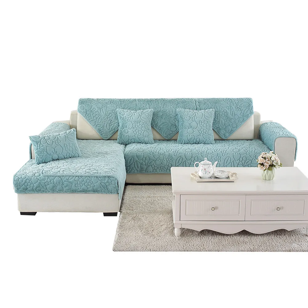 

Winter Plush Sofa Cover Printing Delicate Romantic Sofa Cushion Antiskid Delicate Warm Soft Living Room Combination