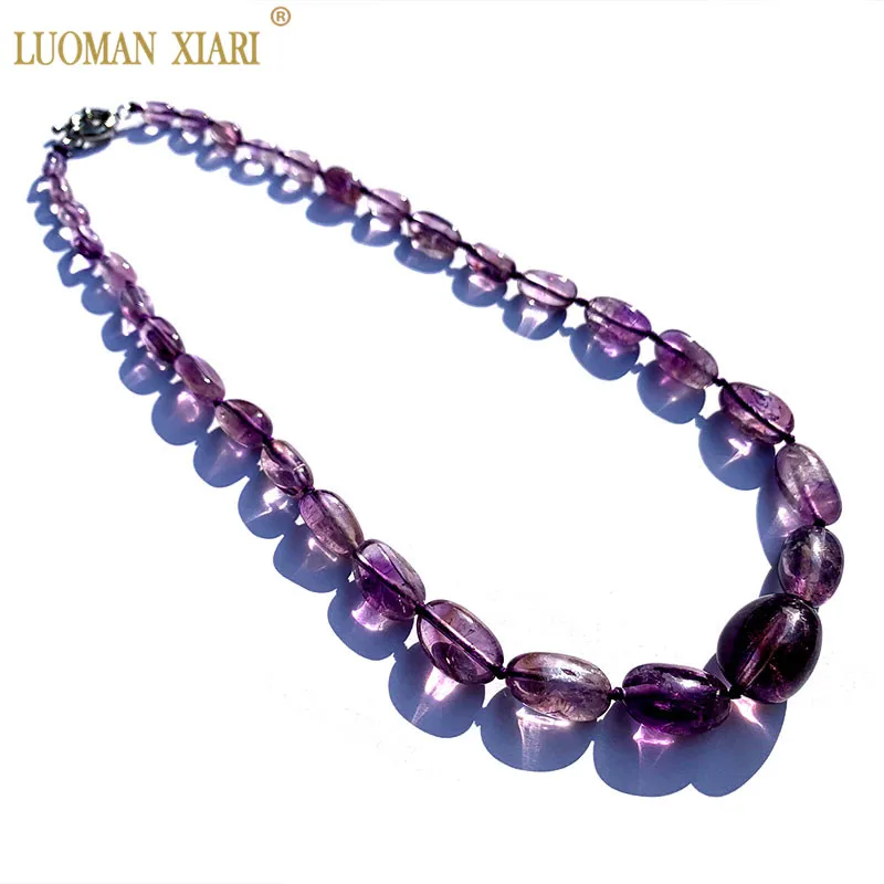 Original Hand-made 100% Natural Amethysts Necklace Tower Design Purple Crystal For Women Girls Gift length 50cm | Украшения и