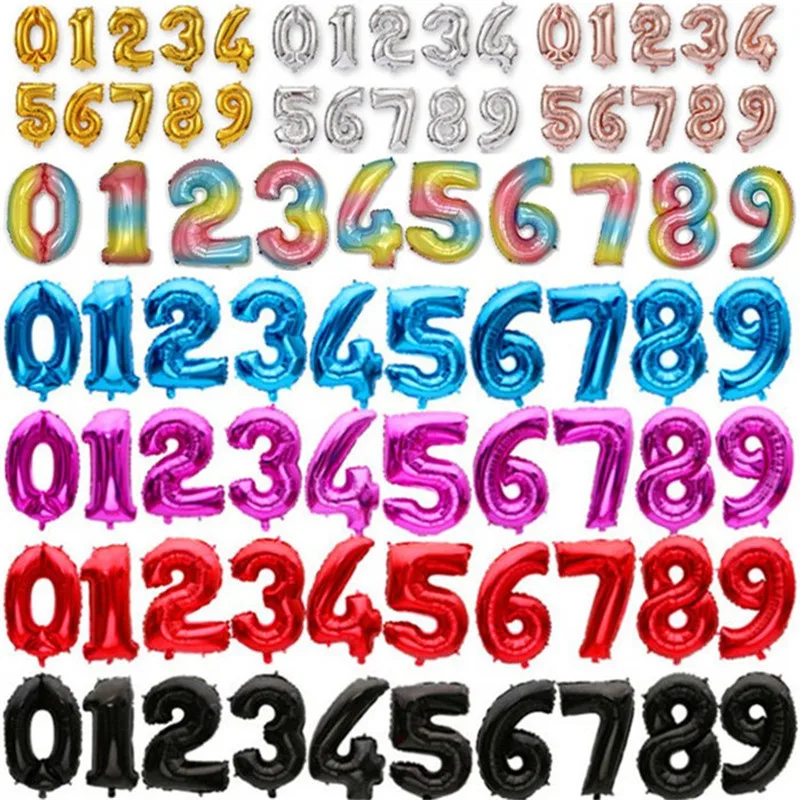 16 32 дюймов Большой шара с цифрой День рождения украшения дети Фольга шар животных