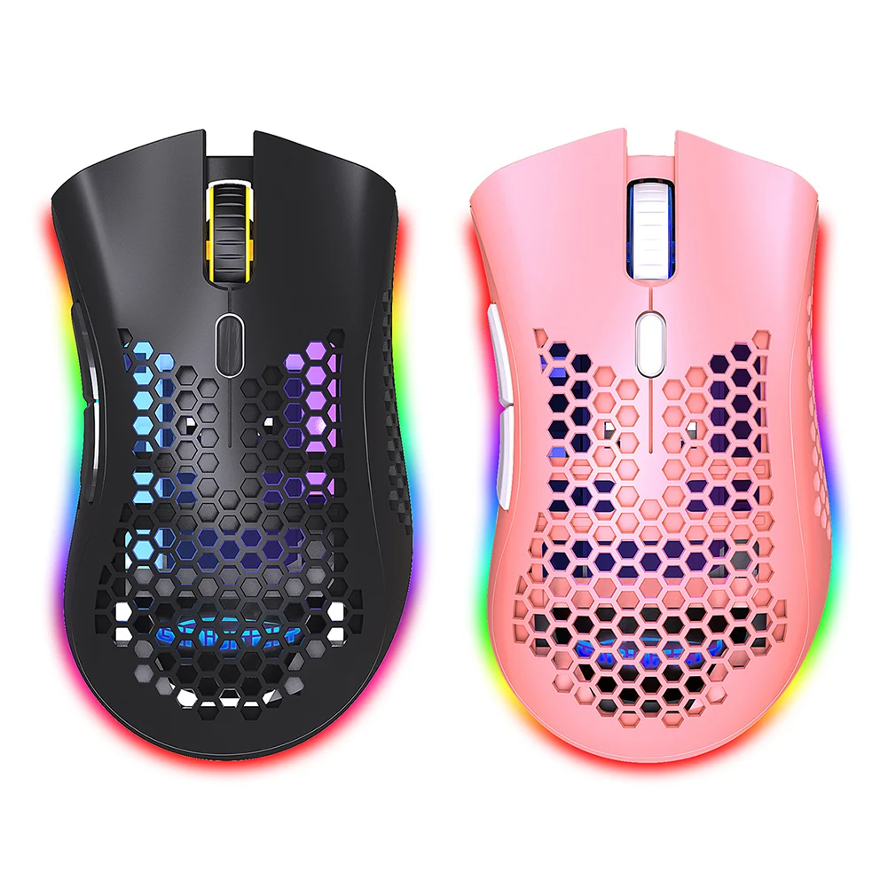 2 4ghz wireless mouse 7 button rgb backlit optical computer gaming mouse lightweight hollow out shell gamer mice for laptop pc free global shipping