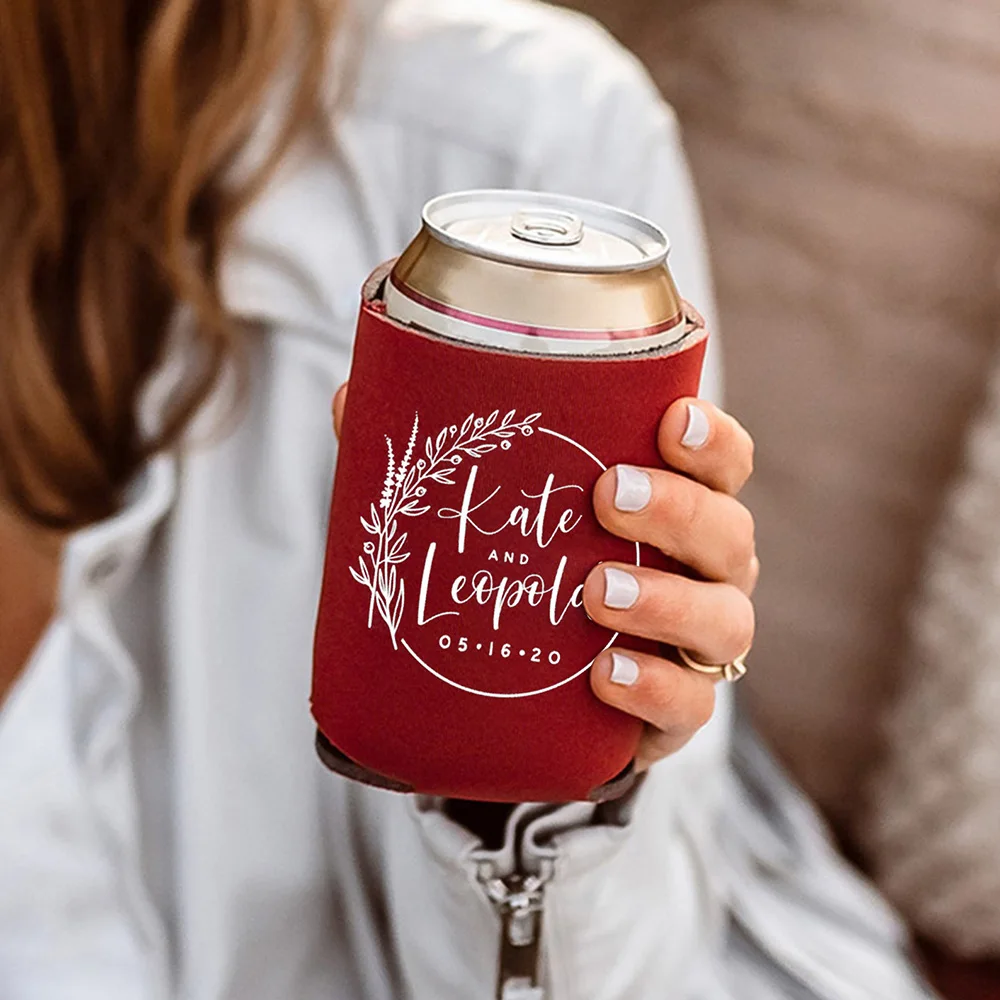 

Personalized Bridesmaid Gift Beer Soda Can Cooler Neoprene Foam Portable Bottle Sleeve Wedding Birthday Camping Party Decoration