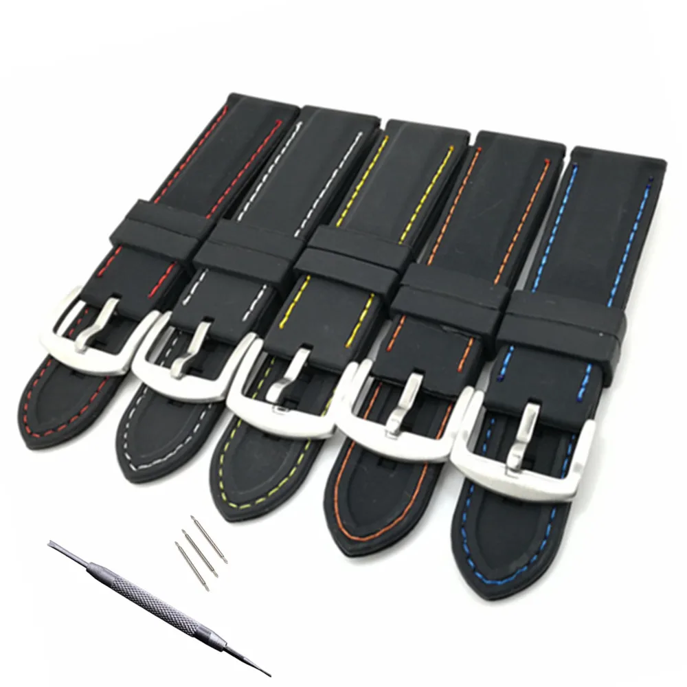 Ремешок для часов из силикагеля мужчин и женщин 20 мм 22 24 с толстой пряжкой