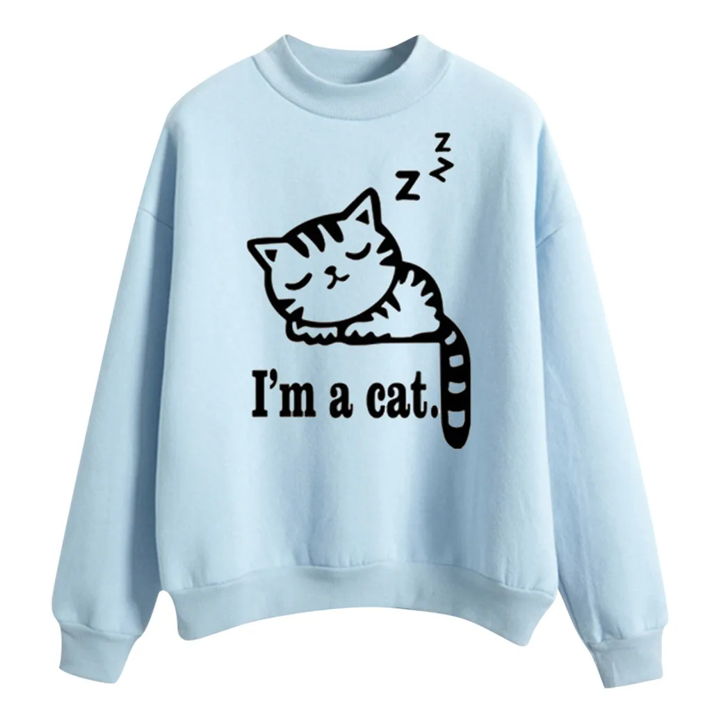 Толстовки с принтом кота новинка 2019 весна осень модные толстовки для женщин