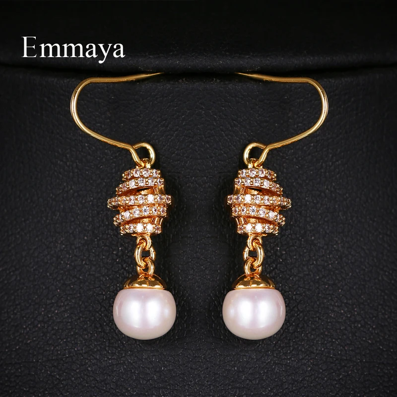 Emmaya изысканные сверкающие серьги с AAA цирконием и жемчугом новый тренд для