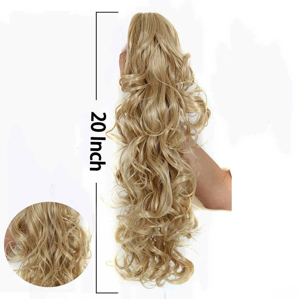 20 ''длинные волнистые конский хвост удлинитель коготь клипса волосы для