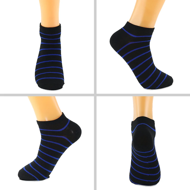 Носки-тапочки мужские короткие компрессионные в полоску черные 6 цветов | Мужская