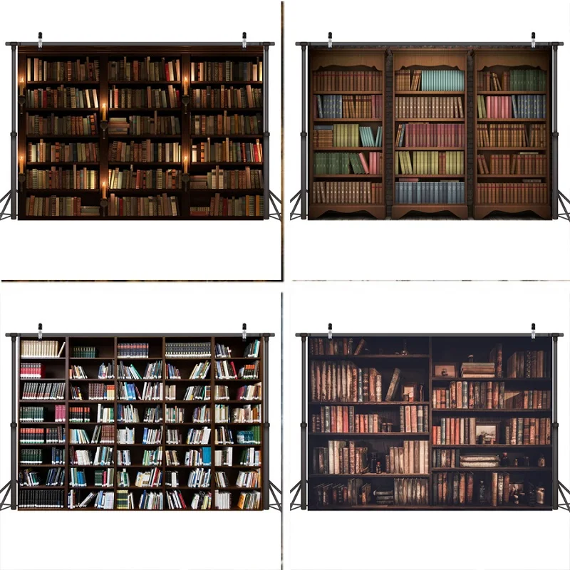 Реквизит для фотосъемки Nitree Виниловый фон книжная полка студийный с