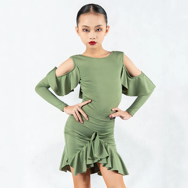 

Юбка для латиноамериканских танцев для девочек, дизайнерская одежда для сальсы, коснитесь, танцевальная одежда, топы для танго, костюм для с...