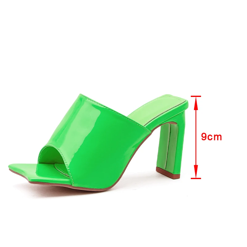 

Women Slippers High Heels Square Toe PU Sandals Ladies Fashion Shoes Summer Outdoor Pumps Beach Female Plus Size Footwear