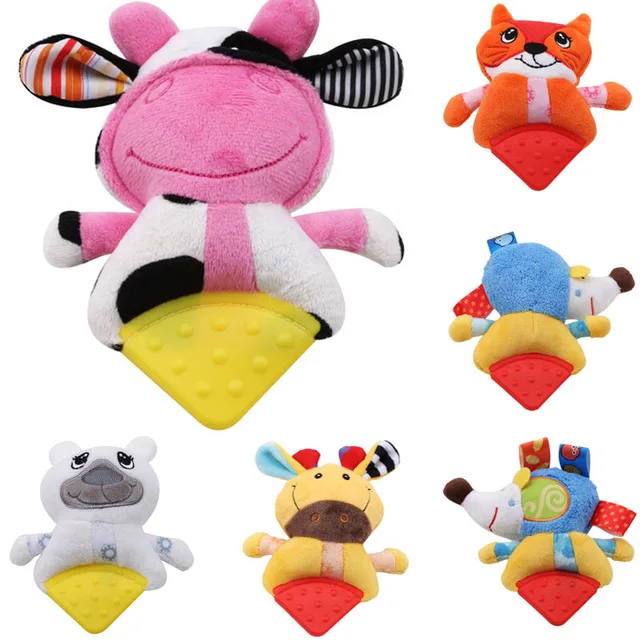 

Baby Hand Bell Rattle Toys Soft Animal Deer Fox Teethers Plush Doll For Baby Educational Toys 0-12 Months Newborns Gifts