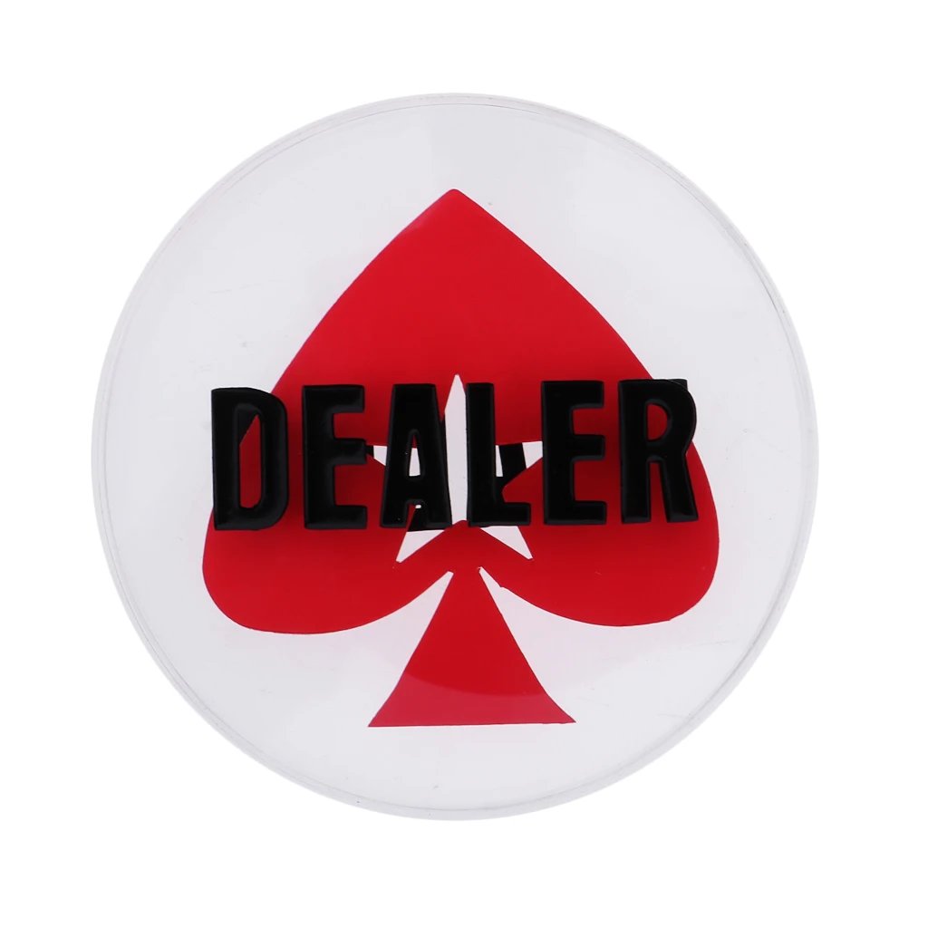 

Crystal Dealer Poker Buttons - Transparent with Black Words, HEART Pattern