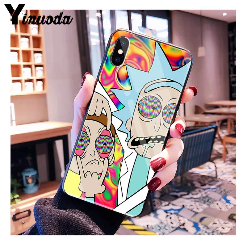 11pro MAX rick and morty мягкий резиновый черный чехол для телефона из закаленного стекла
