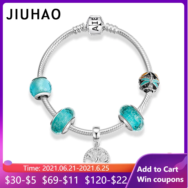 Зеленый Муранского Стекла charm браслеты 925 стерлингового серебра для женщин Древо