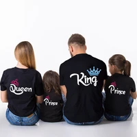 1pcs matching outfits tshirt tops family king queen letter printing clothes short sleeve family look mother father baby clothes