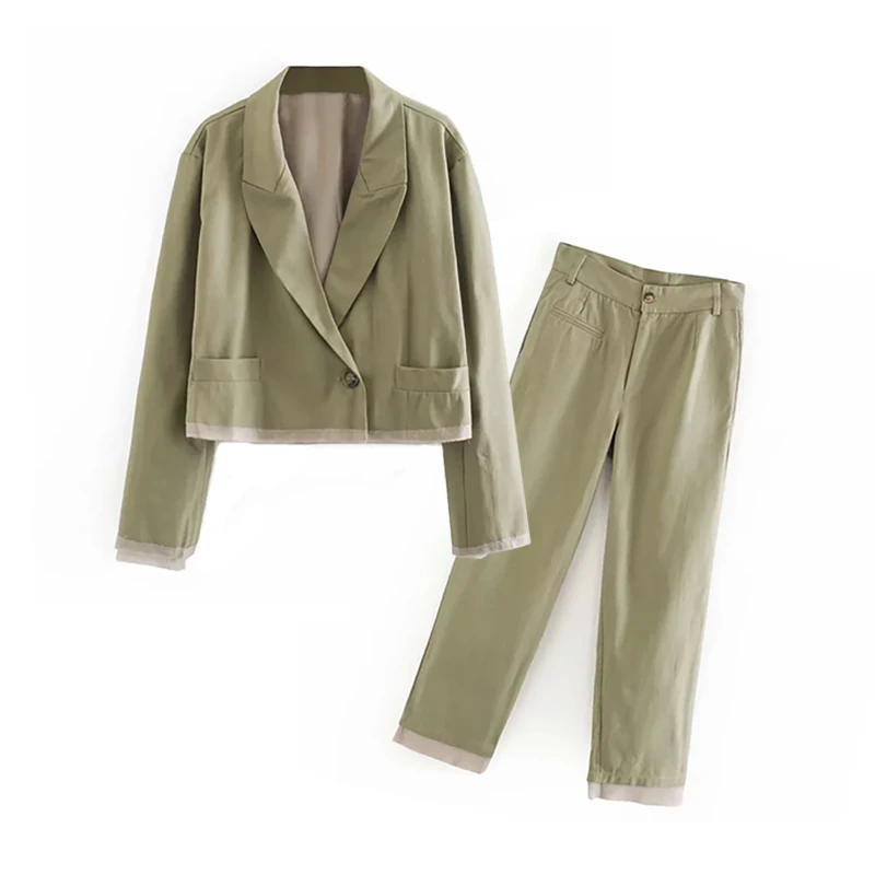 Женский повседневный комплект из 2 предметов с блейзером модный короткий топ