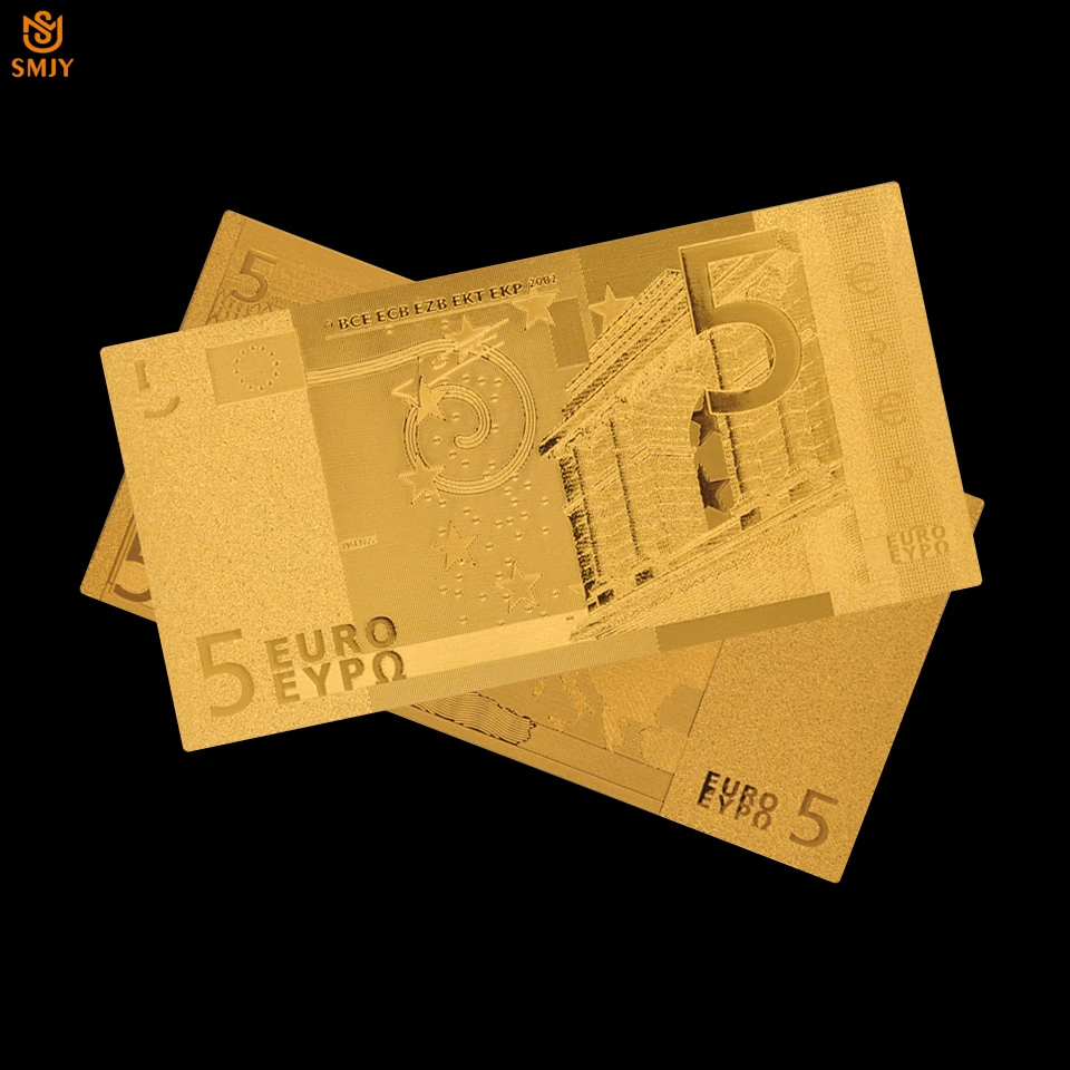 10 шт./лот сувенирные банкноты Евро 5 для банкнот Золотая Европейская валюта