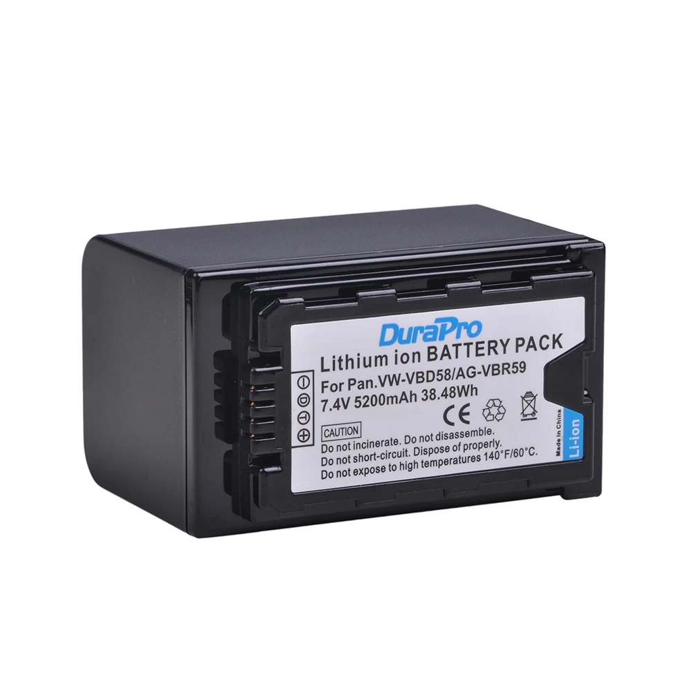 5200mAh VW-VBD58 VW VBD58 Battery with Charger for Panasonic AG VBR59 HPX265MC PX270 PX285MC PX298 VBD29 VBD58 VBD78
