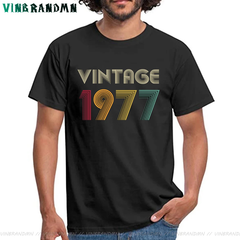 

Vintage 1977 T shirt men Funny Born In 1977 T-shirt Summer Short Sleeve Tees 44th Birthday Gifts Tops Anniversary Gift Hombre