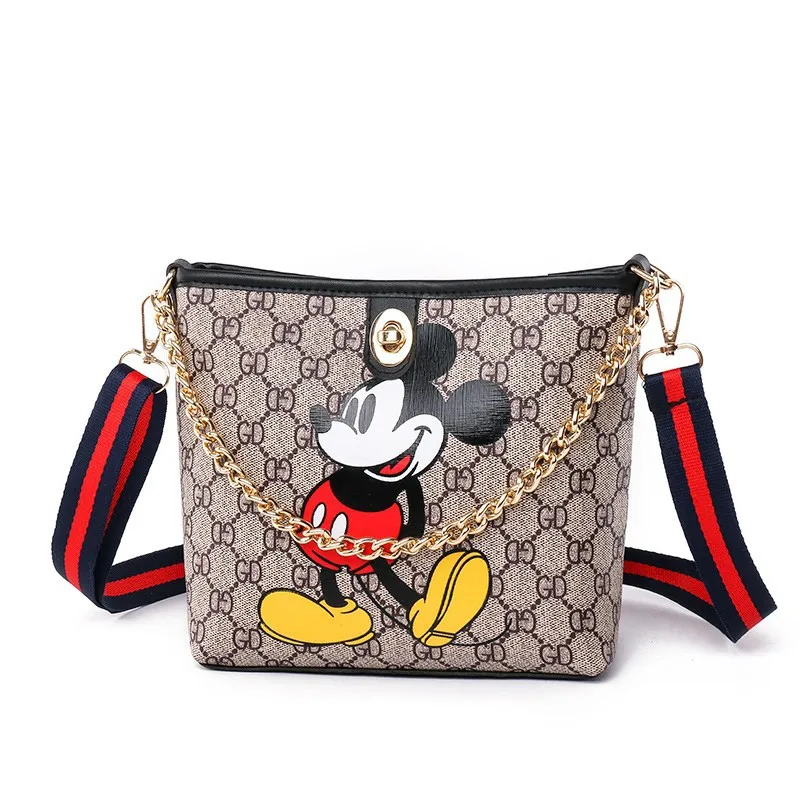 

Disney anime my melody Mickey bucket bag Korean retro One Shoulder Messenger Bag kawaii make up organizer makeup bag