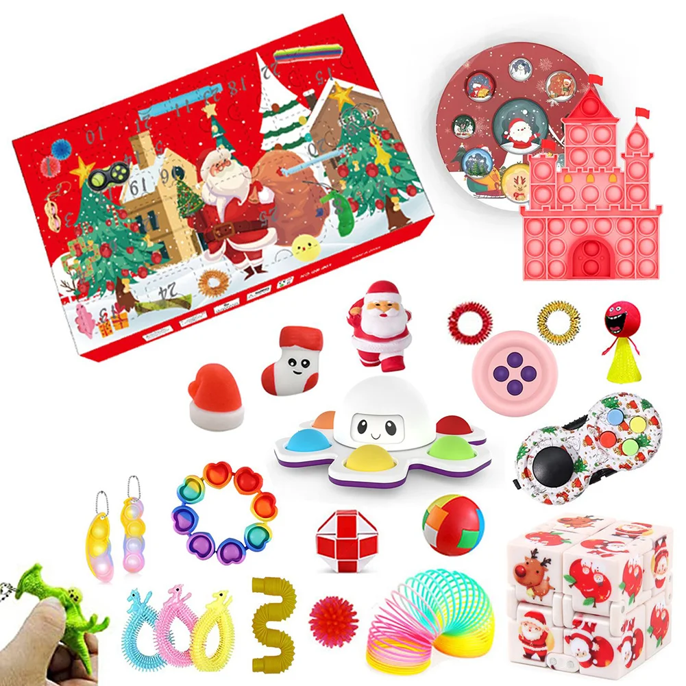 

24 Days Advent Calendar Push Bubble Decompression Press Squeeze Board Finger Press Kid Adult Finger Fun Toys