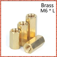 20 50pcslot long nut m6l hexagonal brass column monitoring security camera stud internal thread female brass hex spacer pillar