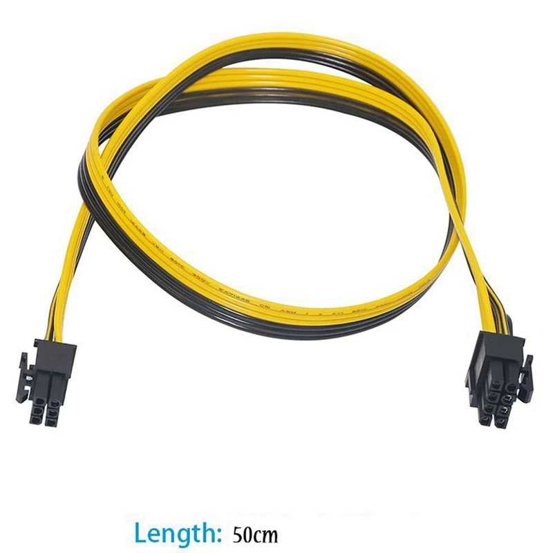 6 шт. 6-контактный PCI-E до 8 контактов (6 + 2) (штекер-штекер) силовой кабель GPU 50 см для