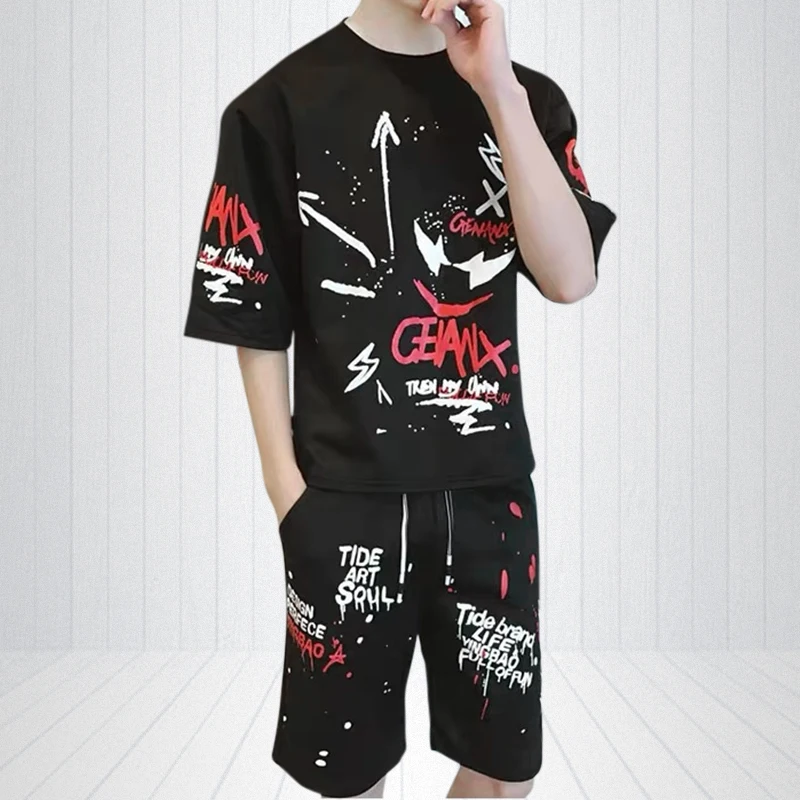 Новинка лета 2020 мужской спортивный костюм в японском стиле модная уличная одежда