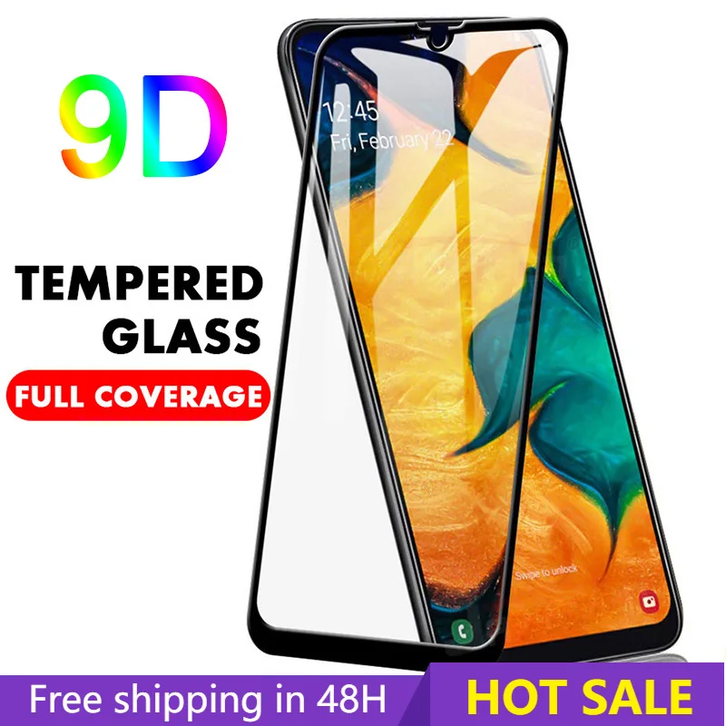 Защитное стекло 9D для Samsung A50, A70, A90, A10, Galaxy A80, A40, A30, A20, A2 Core
