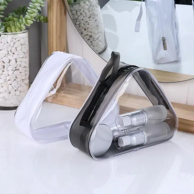 

DHL50pcs Women PVC Transparent Waterproof triangle Shaped Multifunctional Travel Cosmetic Bags