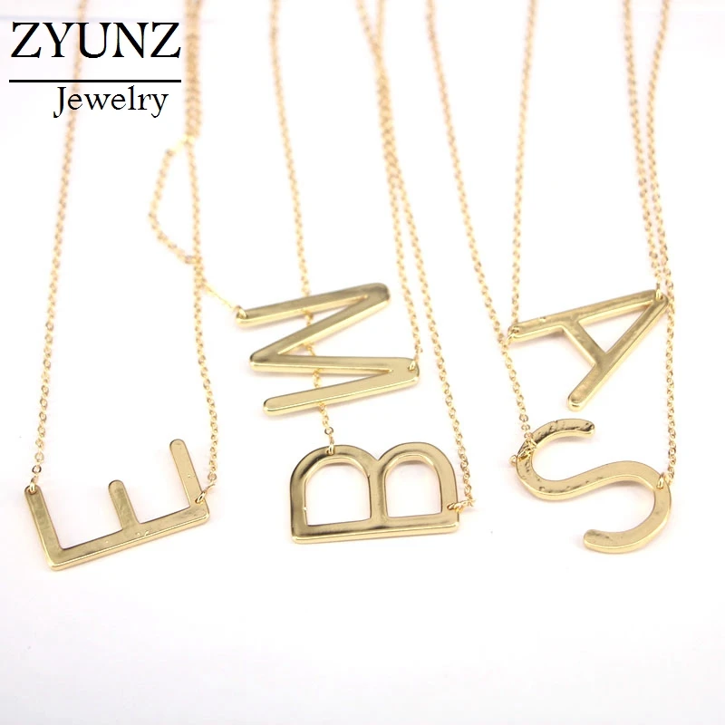 

12PCS, Women Fashion Initial Pendant Necklace Gold Color Letter Necklaces Jewelry