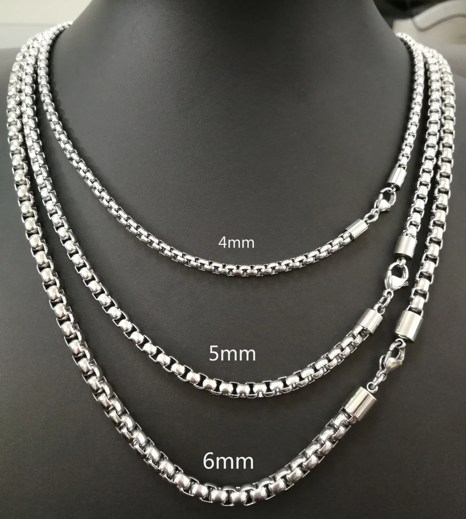 

Cool 4mm-6mm 16-38In Stainless Steel Rolo Chain Necklace Crude Chain Necklace for Men Women Jewelry