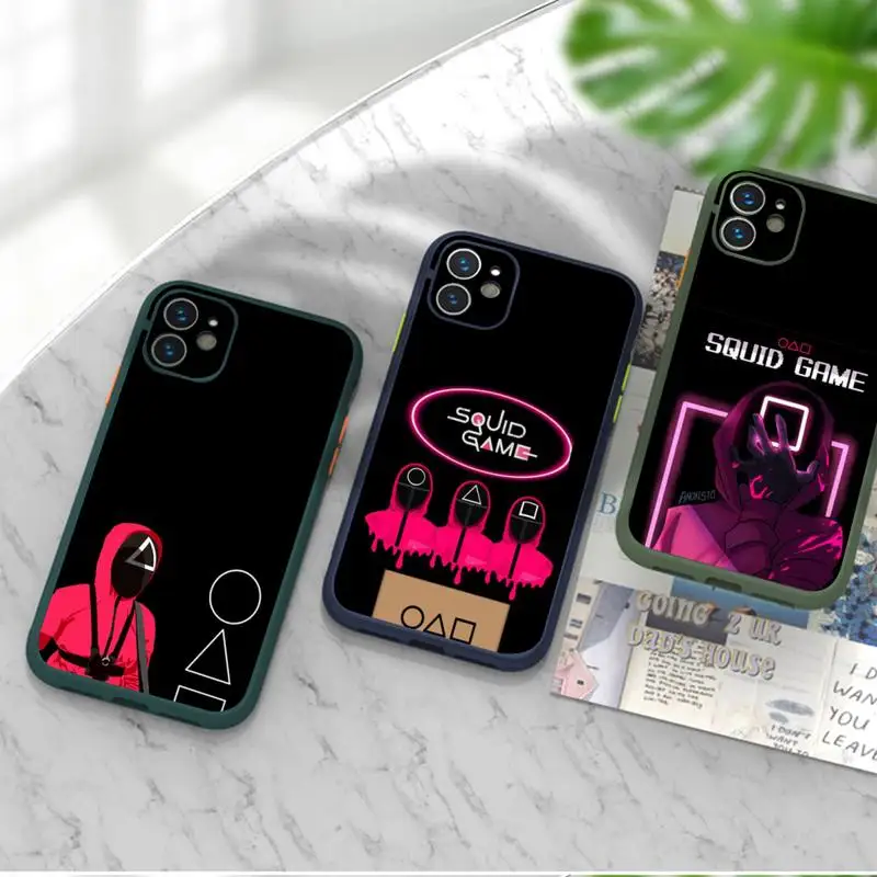 

Squid Game 456 horror tv series Phone Case For iPhone 12 11 Mini Pro XR XS Max 7 8 Plus X Matte transparent Back Cover
