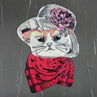 2 pieces new cartoon cat sequin print cloth stickers lovely patch diy sewing t shirt sweater jacket accessorie supplies