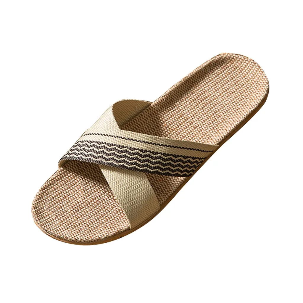 Домашние тапочки для мужчин 30 # летние дома домашние пар льняные Повседневные с