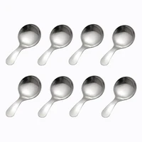 8 pcs stainless steel short handle spoons mini salt spoons condiments spoon dessert spoon tea coffee spoonssilver