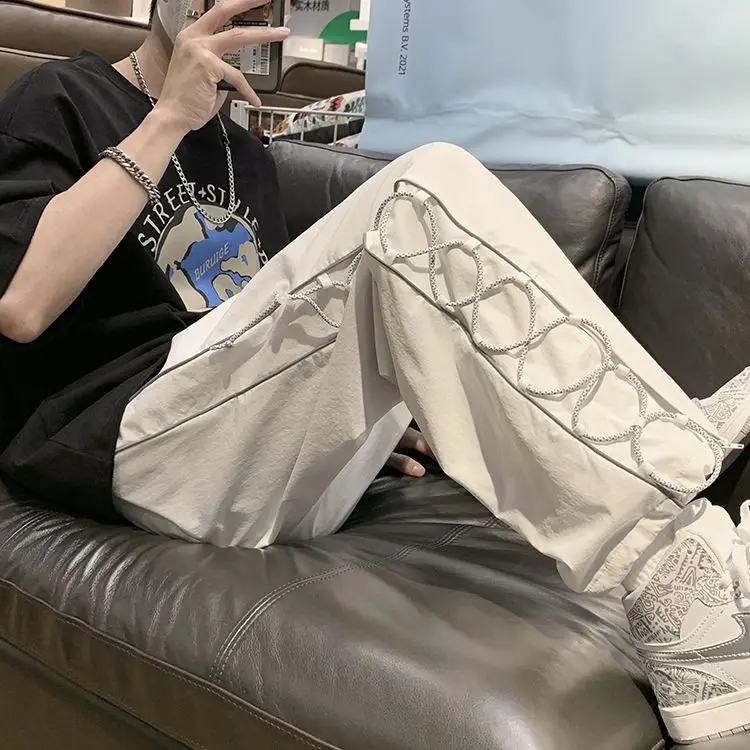 

Korean Streetwear Men'S Clothing 2021 Casual Harajuku Loose Reflective Drawstring Thin Sweatpants Men'S Jogger Fashion Trousers