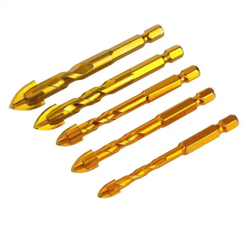 

1Pc Hex Shank Titanium Tungsten Drill Bit Carbide Tile Glass Cross Spear Head Drilling Cutter Tools 6/8/10/12mm