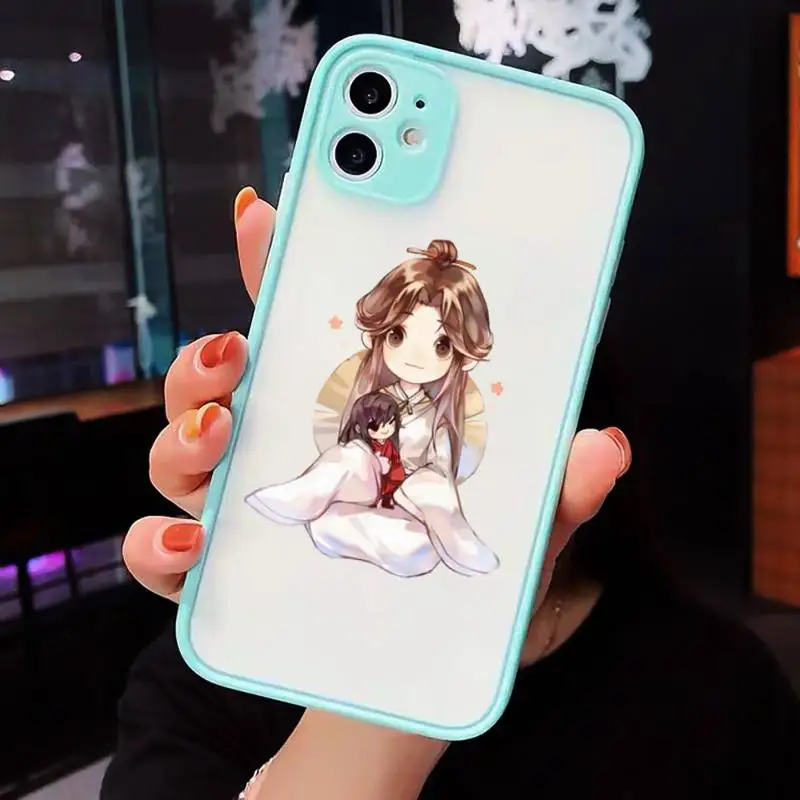 

Anime Tian Guan Ci Fu Phone Case Matte transparent For blue iPhone 12 Mini 11 Pro XR XS Max 7 8 Plus X Back Cover