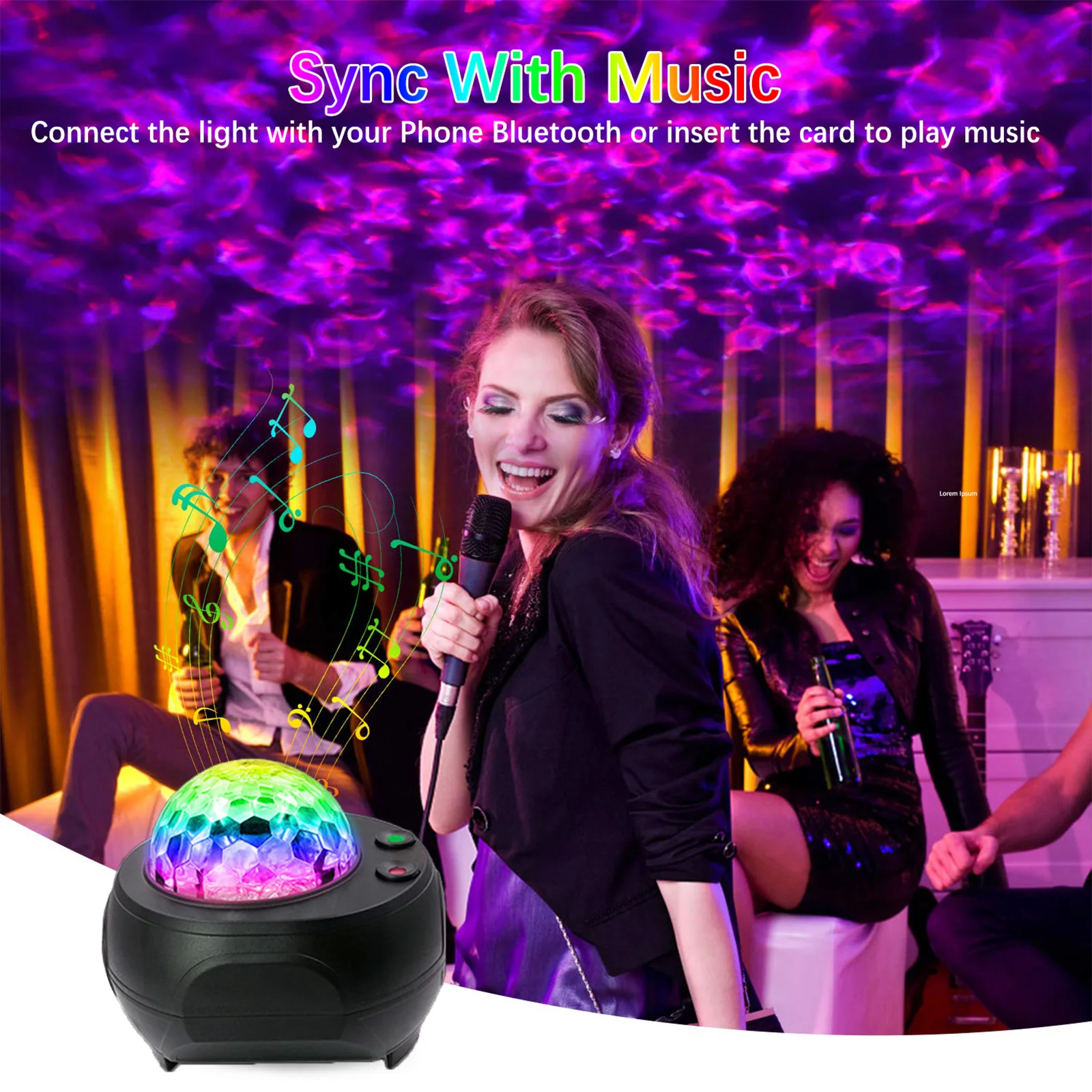 

LED Night Light Projector with Remote Control Star Sky Ocean Wave Voice Control USB Bedside Sleeping Lamp for Kids Bedroom