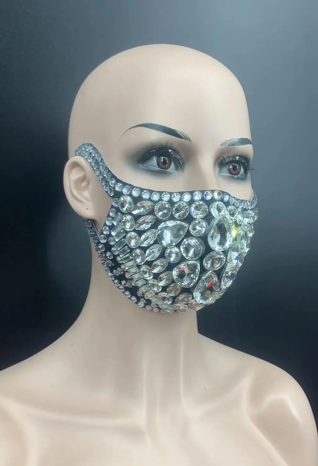 New Fashion Rhinestones Masks Party Show Costume Performance Evening Club Dance Wear Singer Stones | Тематическая одежда и