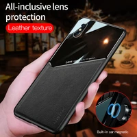 luxury leather car magnetic holder phone case for iphone 13 12 11 pro xs max xr x 8 7 plus ultra thin silicone protection cover