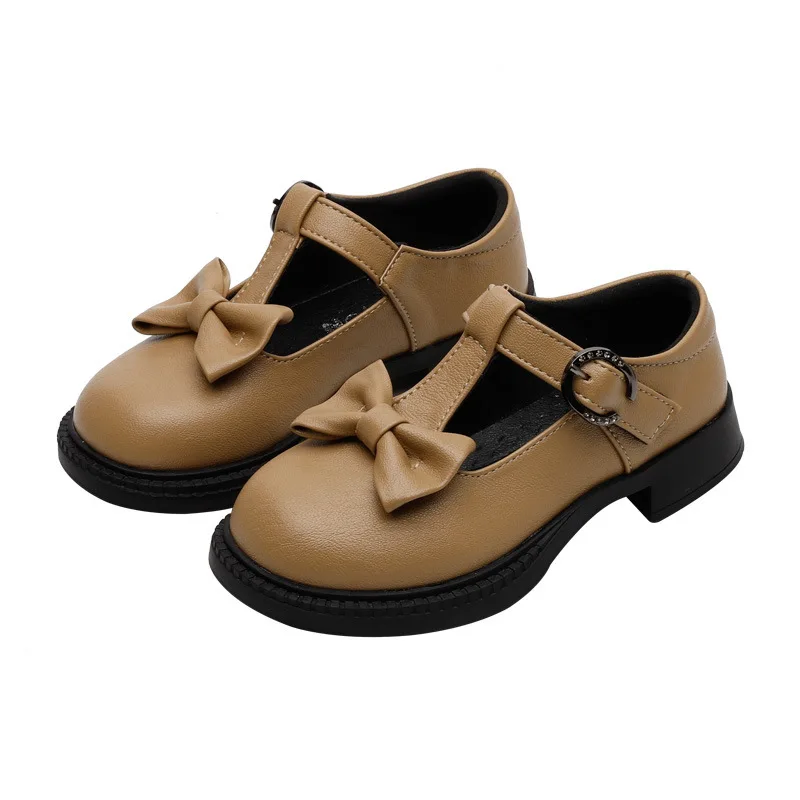 

2021 Spring Kids Shoes Girl Casuals Hook&Loop Solid Shallow Butterfly-knot Round Toe Fashion Sweet Flat Heels Flats