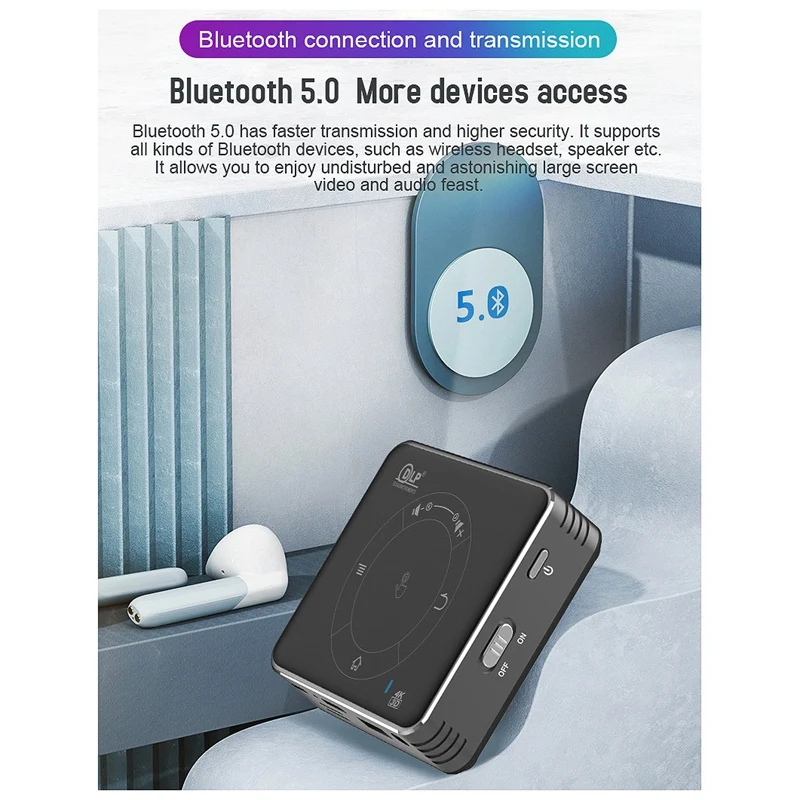 3D проектор Android 9 0 WIFI Расшифровка Bluetooth 4K активный сенсорный портативный DLP