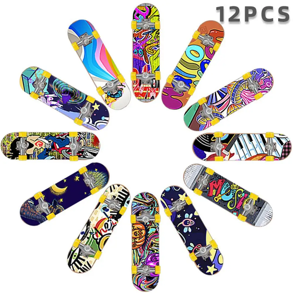 12 PCS Fingerboards Professional Mini Finger Skateboard Finger Sports Training Props for Kids Birthday Gifts