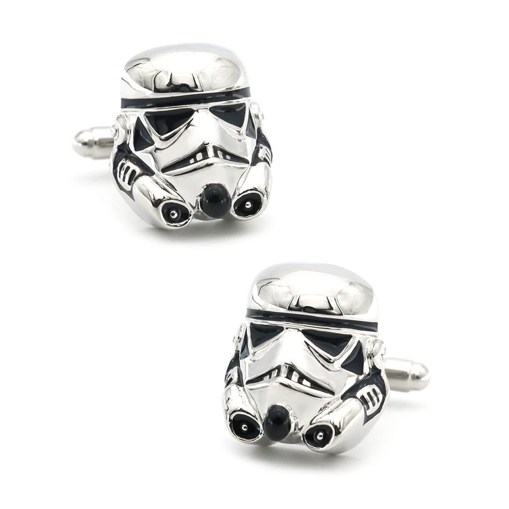 

Movie Design Star Wars Stormtrooper Cufflinks For Men Quality Copper Material White Color Cuff Links Wholesale&retail