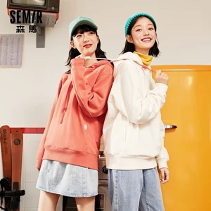 Женский свитшот с капюшоном SEMIR, осенне-зимний толстый пуловер свободного кроя с начесом, 2021